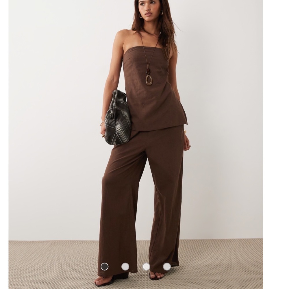 Bronze Snake Nora Chocolate Brown Cotton Wide Leg Pants ONLY Womens Small AU 8